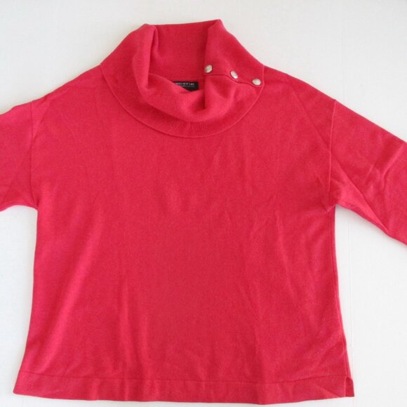 Coral Cashmere Sweater Cowl Neck w/ Buttons Women's 1X Plus Size - Picture 8 of 9